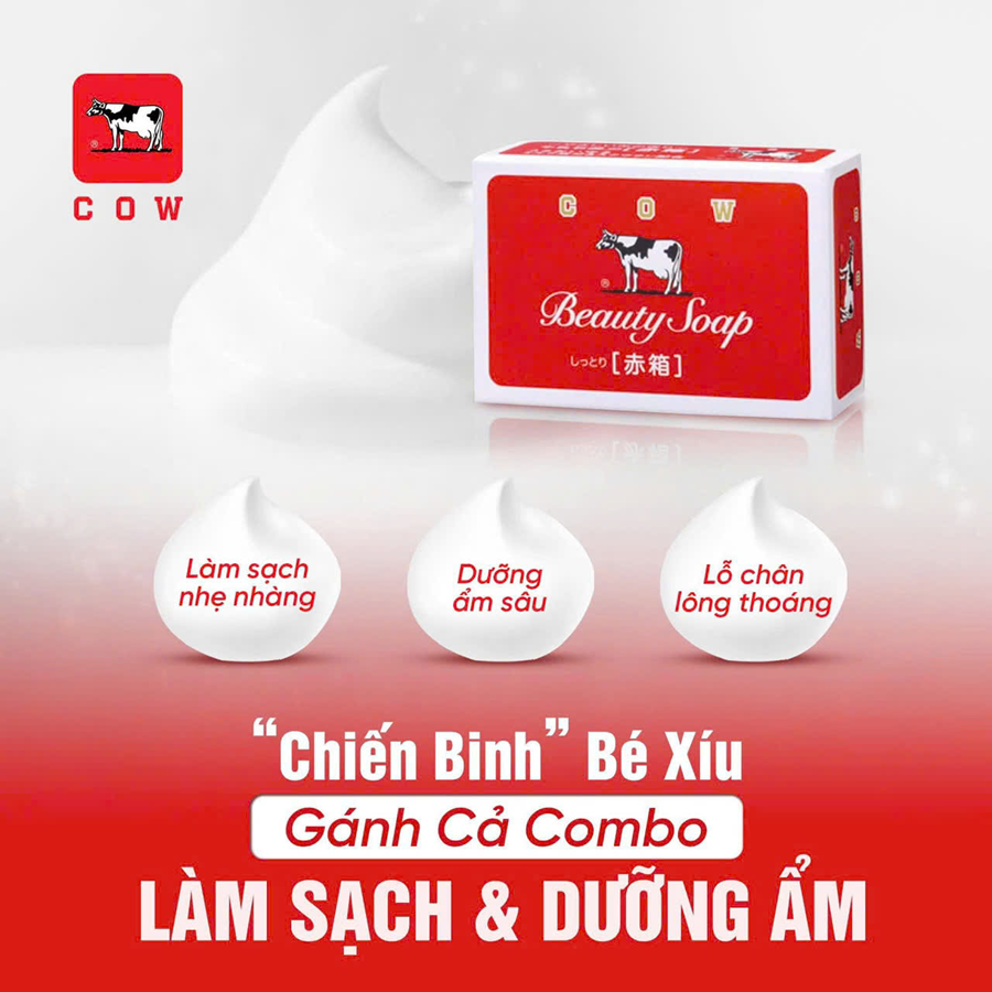 Combo 5 Bánh Xà Phòng Dưỡng Ẩm Đa Năng COW 90g- Nhật