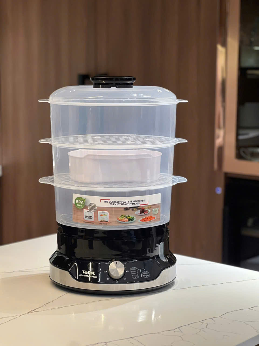 Nồi Hấp Điện Tefal Ultra Compact VC2048 3 Tầng