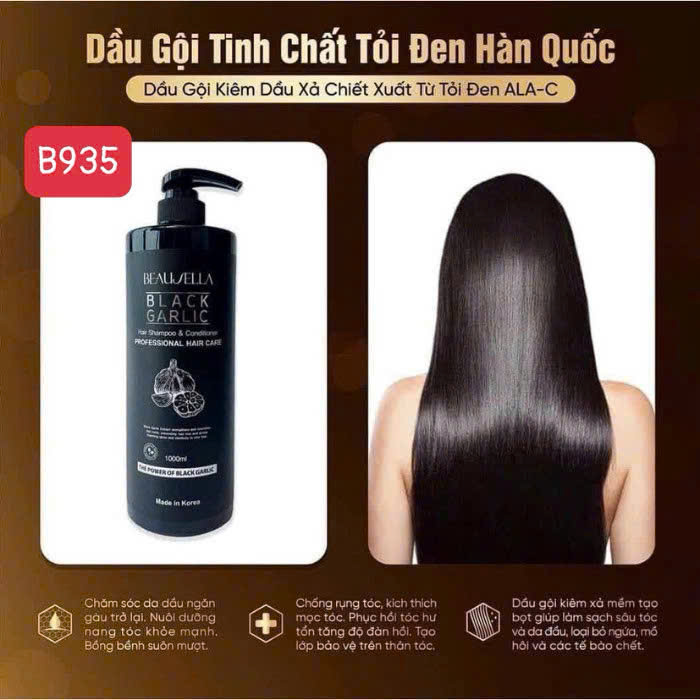 Combo 2 chai Dầu gội xả tỏi đen 2in1 Beausella Black Garlic 1000ml