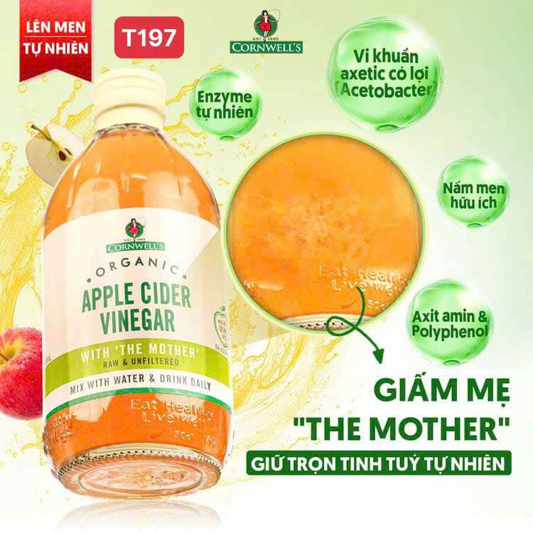 Combo 2 chai Giấm Táo Hữu Cơ Cao Cấp Cornwell’s 500ml- ÚC
