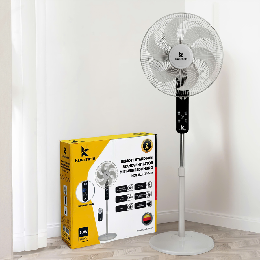 Quạt điện Kuscheln KFS-16R màu be- Miễn Ship