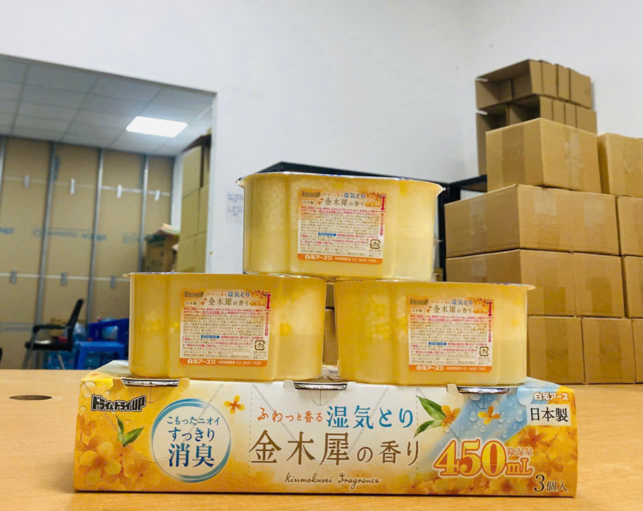 Set 6 Hộp hút ẩm và khử mùi Hakugen Earth 450ml -Hương hoa mộc vàng