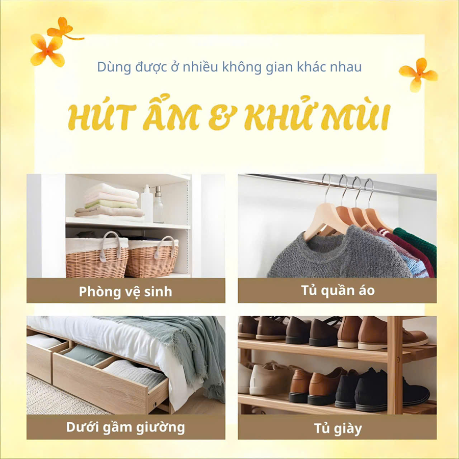 Set 6 Hộp hút ẩm và khử mùi Hakugen Earth 450ml -Hương hoa mộc vàng