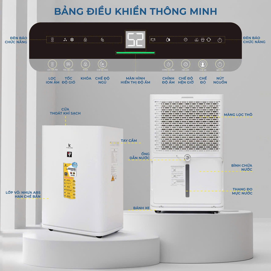 Máy hút ẩm & lọc không khí ion âm Kuscheln - K50- Miễn Ship( Tách Đơn)