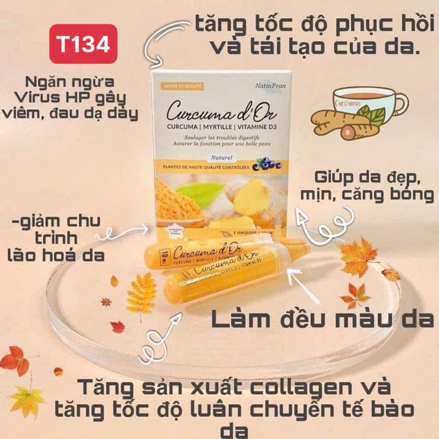 Tinh chất nghệ Nano Curcuma D’Or Natinfran Pháp 10 ống