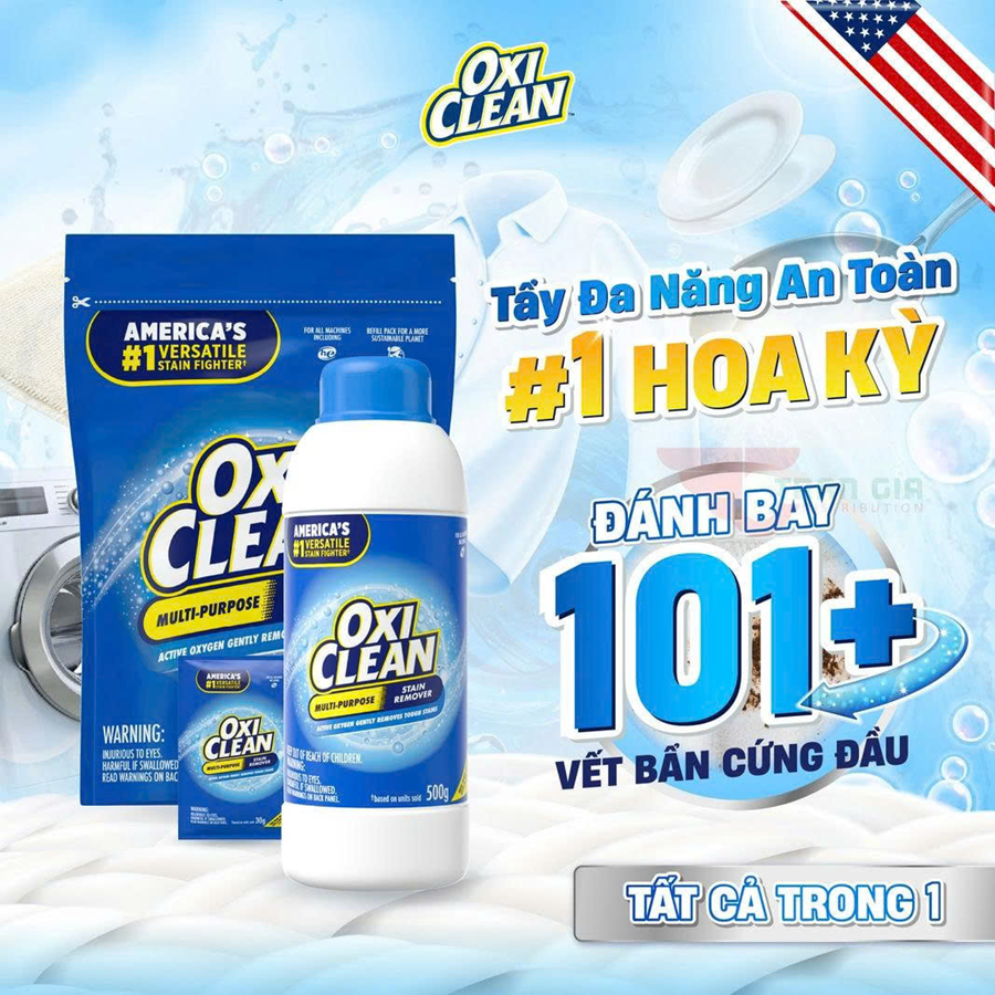 Combo 2 chai BỘT GIẶT TẨY ĐA NĂNG OXICLEAN MULTI – PURPOSE STAIN REMOVER CHAI 500G