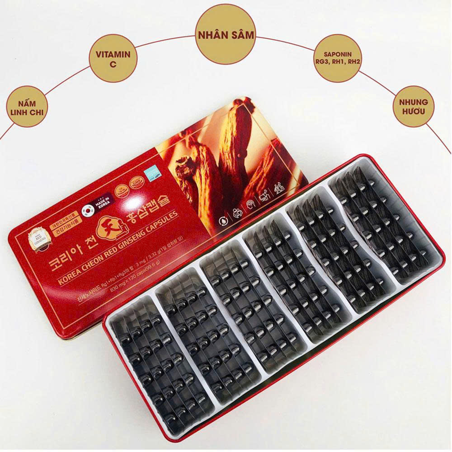 Viên uống đạm sâm nhung hươu linh chi CHEON Hàn Quốc 120v( 4v/2 lần)