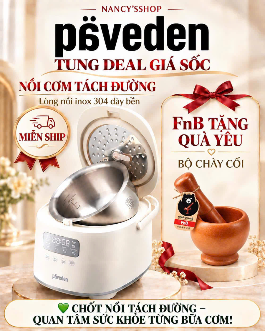 Nồi cơm điện tử tách đường Paveden PR-3D12LSBE - 1.2 lít