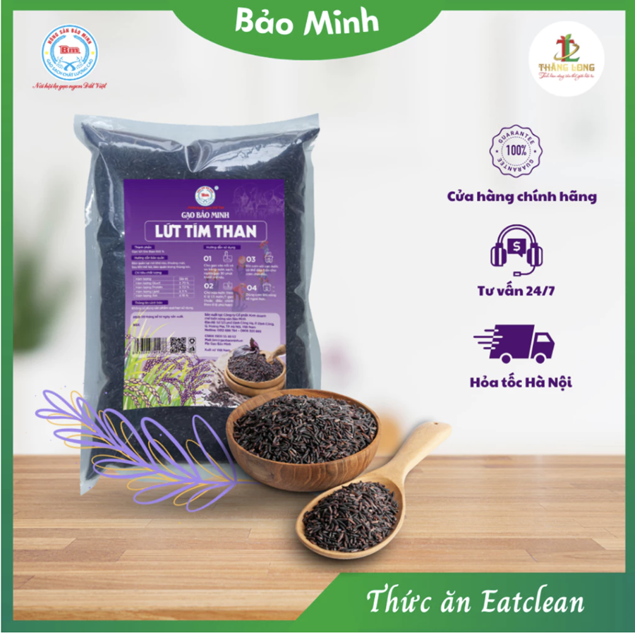 Combo 3 túi gạo lứt tím than 2kg - miễn ship- tặng 1 hộp bánh sữa 180g